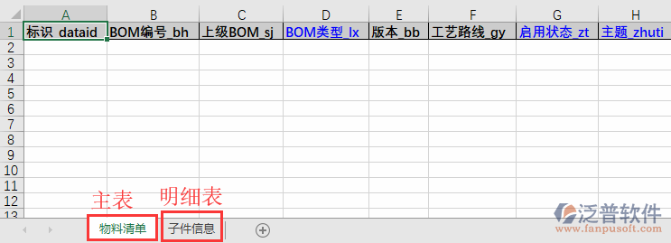 物料清單導入表格
