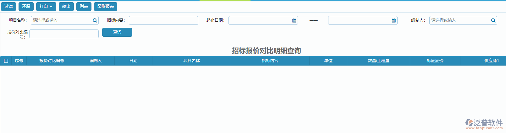 招標(biāo)報(bào)價(jià)對比明細(xì)查詢