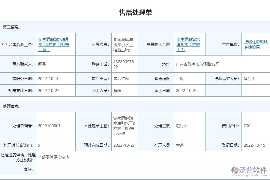 售后處理單管理的應用場景