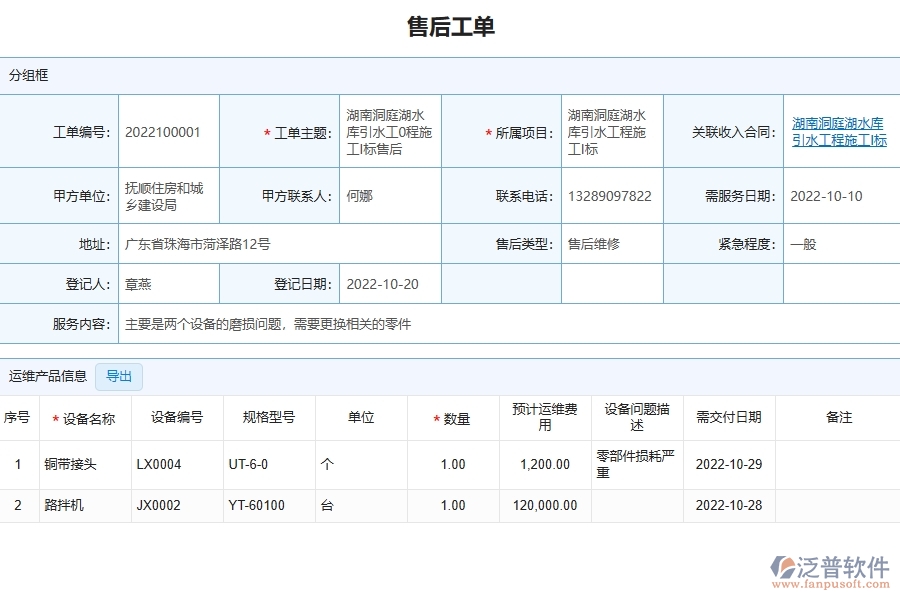 電力工程售后派工單明細(xì)表系統(tǒng)應(yīng)用場景