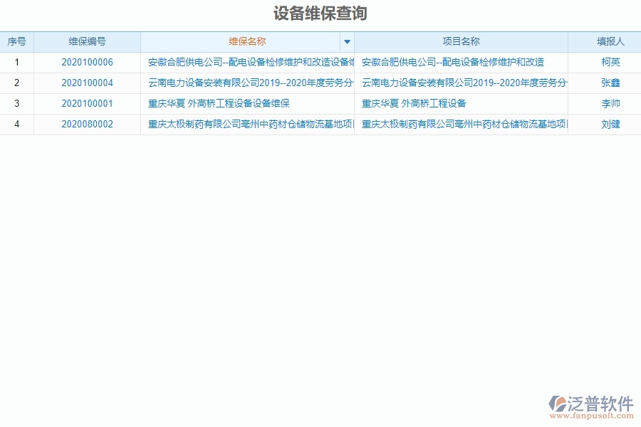 泛普設(shè)備安裝工程項目管理系統(tǒng)在設(shè)備維保查詢中的亮點