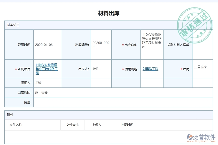 泛普軟件電力工程企業(yè)管理系統(tǒng)在材料出庫中的價(jià)值