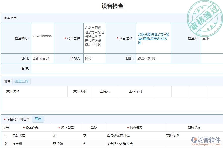 系統(tǒng)在設(shè)備檢查查詢中的管控點及作用