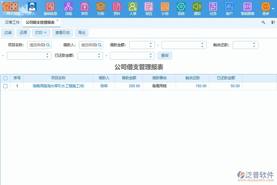泛普軟件-市政工程管理系統(tǒng)中借支、預支管理的注意事項