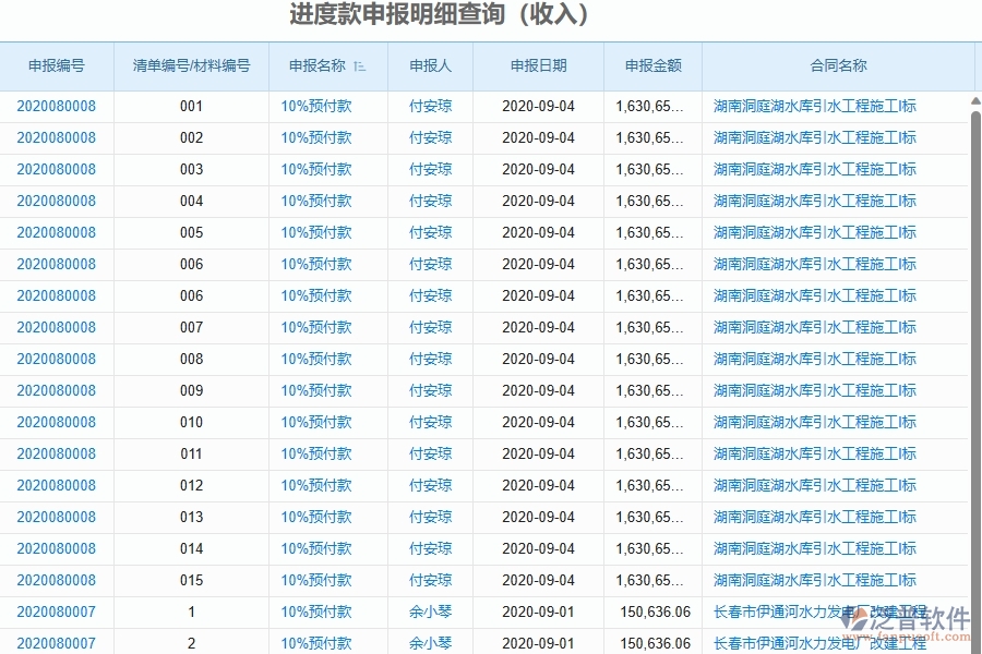 二、泛普軟件-幕墻工程項(xiàng)目管理系統(tǒng)在進(jìn)度款申報(bào)明細(xì)查詢(收入)中的價(jià)值