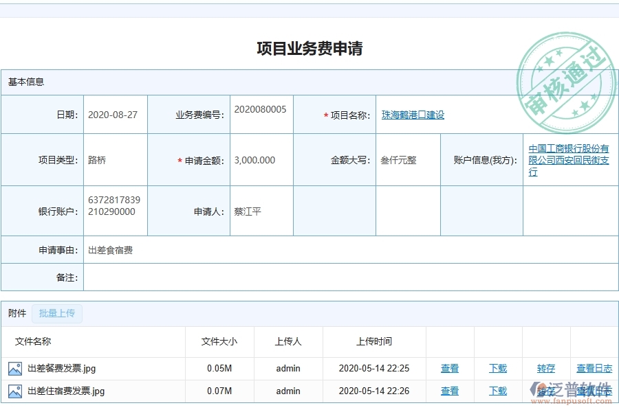 泛普軟件-對于項(xiàng)目業(yè)務(wù)費(fèi)申請的管理作用體現(xiàn)在哪些方面