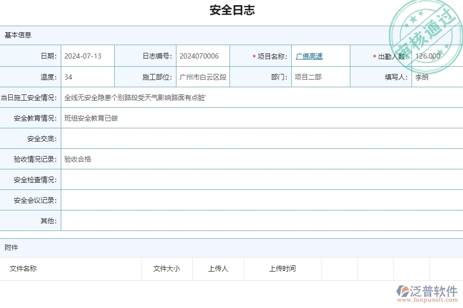 三、泛普軟件-公路工程管理系統(tǒng)中安全日志列表的注意事項