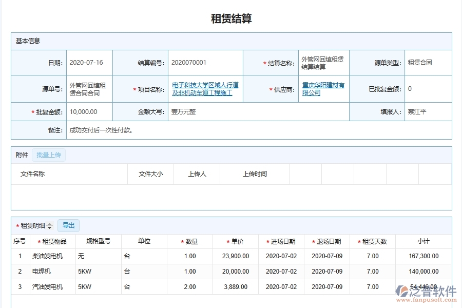 泛普軟件-市政工程企業(yè)管理系統(tǒng)中機(jī)械設(shè)備租賃與結(jié)算管理的管控點(diǎn)及作用