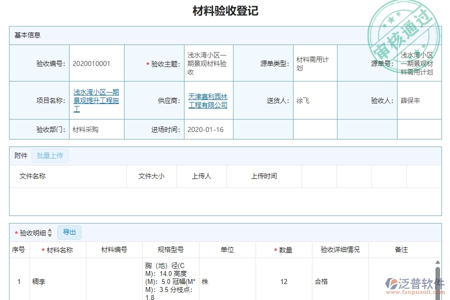 二、泛普軟件-機(jī)電工程企業(yè)材料驗(yàn)收明細(xì)查詢管理系統(tǒng)的管控點(diǎn)