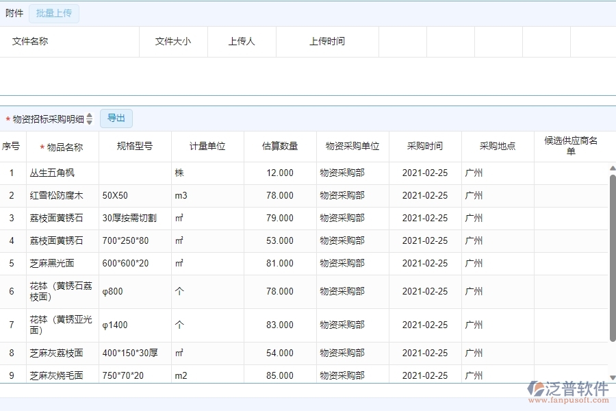 三、泛普軟件-園林工程管理系統(tǒng)如何解決企業(yè)大型物資招標(biāo)采購計(jì)劃列表的問題