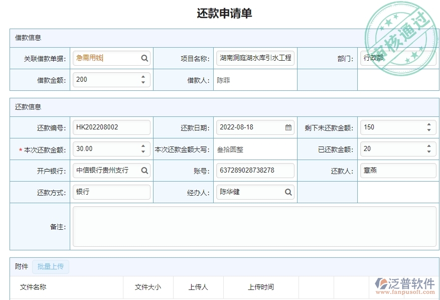 三、泛普軟件-弱電工程企業(yè)管理系統(tǒng)的還款申請(qǐng)列表的管控點(diǎn)及作用