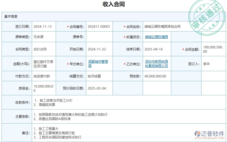 三、泛普軟件-幕墻工程企業(yè)管理系統(tǒng)中項目運營成本表的核心功能