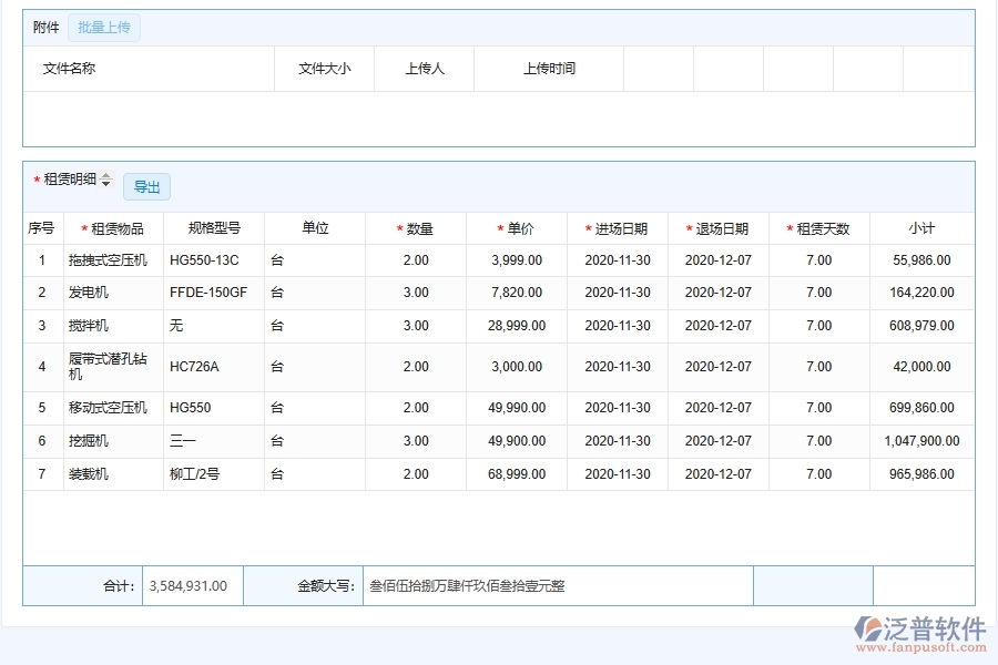 泛普軟件-市政工程企業(yè)管理系統(tǒng)中機(jī)械設(shè)備租賃與結(jié)算管理的核心功能