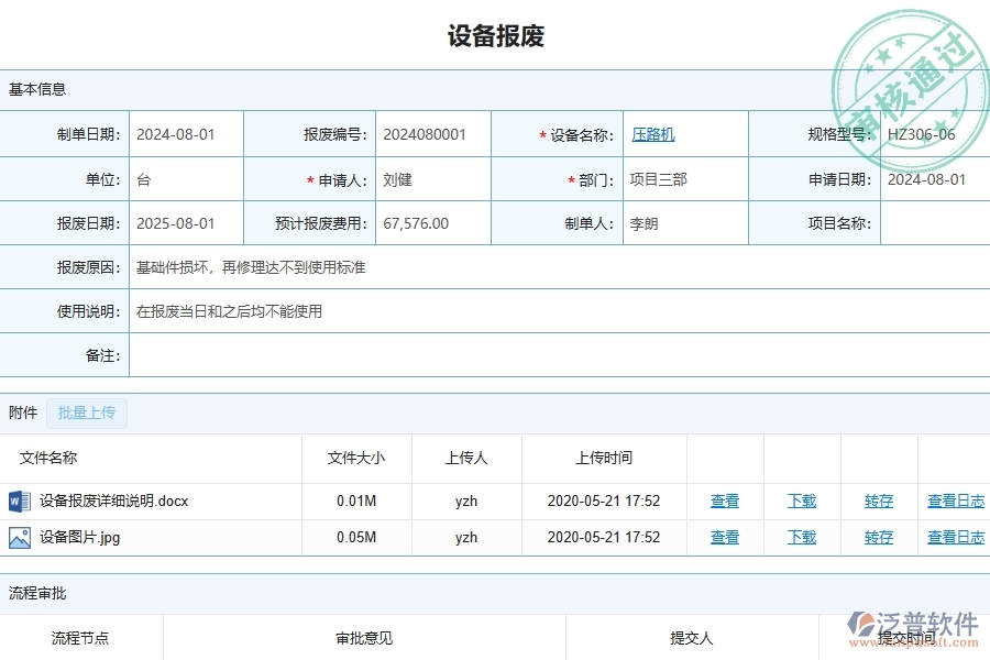 三、泛普軟件-公路工程管理系統(tǒng)中設備報廢查詢的注意事項