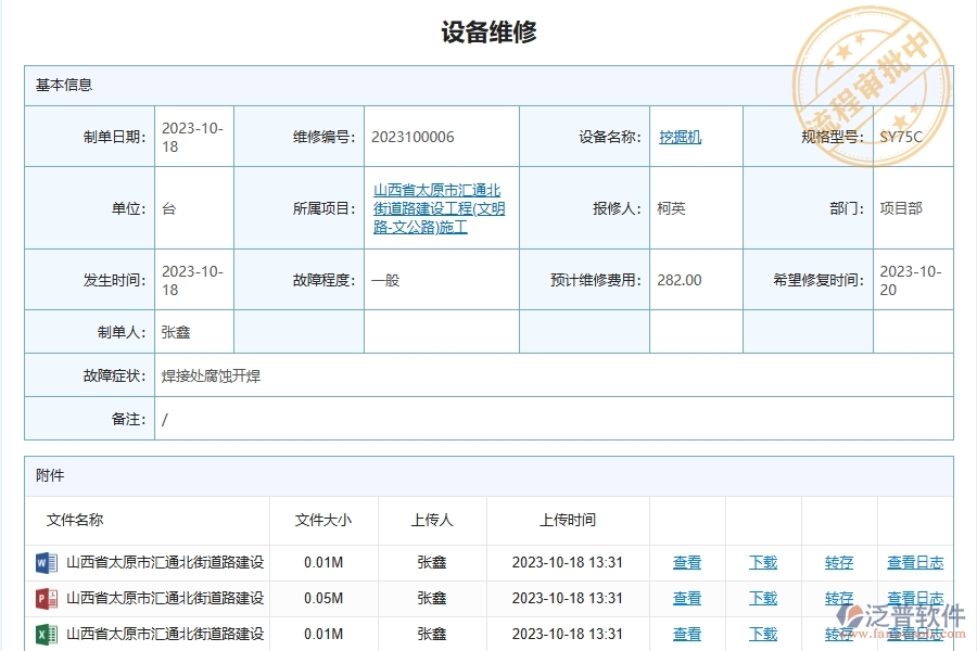 路橋工程企業(yè)設備使用維修保養(yǎng)管理列表主要內容