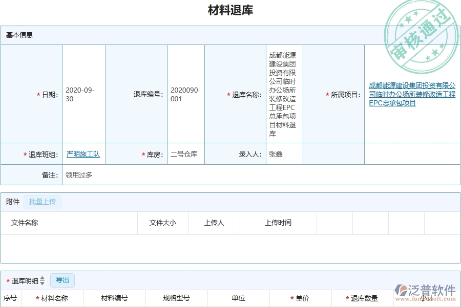 三、泛普軟件-機(jī)電工程管理系統(tǒng)中材料退庫的競(jìng)爭優(yōu)勢(shì)