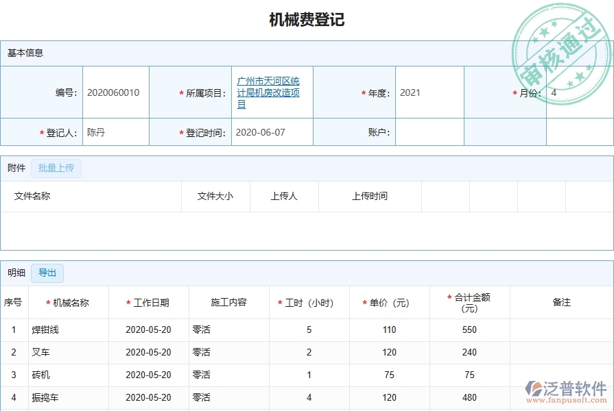 二、泛普軟件-弱電工程企業(yè)管理系統(tǒng)中的機(jī)械費(fèi)管理的主要內(nèi)容