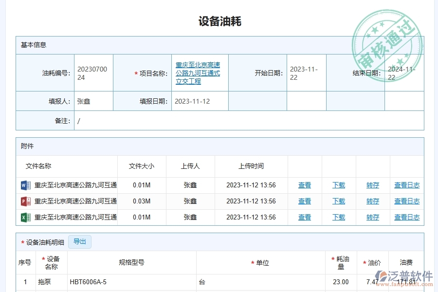 　二、泛普軟件-幕墻工程系統(tǒng)對(duì)企業(yè)設(shè)備油耗管理的作用