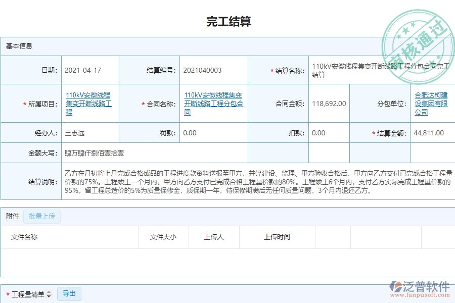 泛普軟件-市政工程項目管理系統(tǒng)中分包完工結算管理帶給企業(yè)的價值