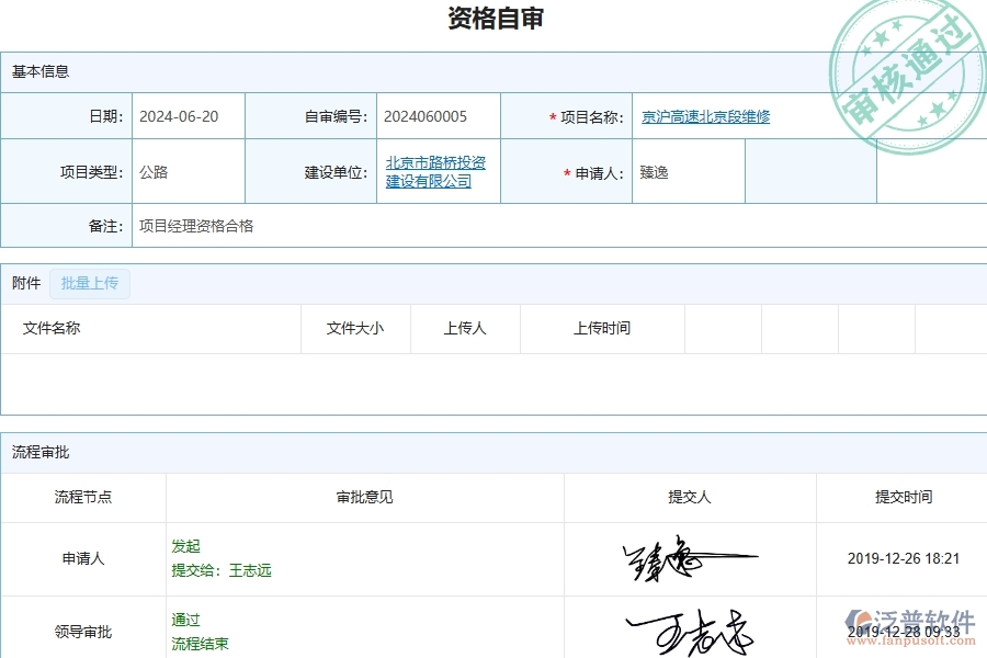 泛普軟件-公路工程企業(yè)管理系統(tǒng)中的備用金及借款管理列表主要內容