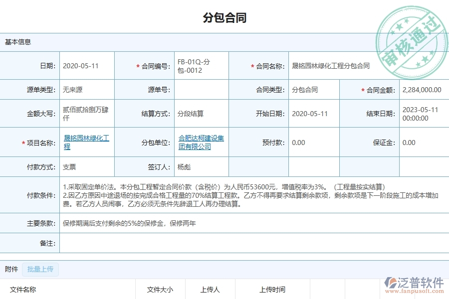 三、泛普軟件-分包管理系統(tǒng)在園林工程企業(yè)中有哪些優(yōu)點(diǎn)和長處
