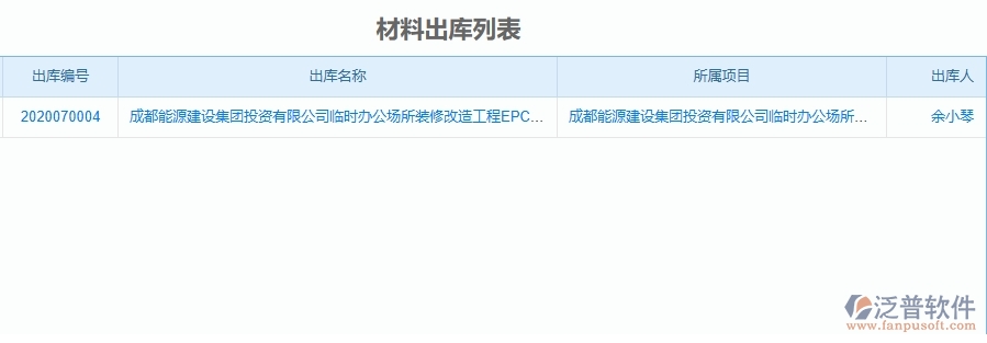 二、泛普軟件-機(jī)電工程項(xiàng)目管理系統(tǒng)在材料出庫(kù)的方案