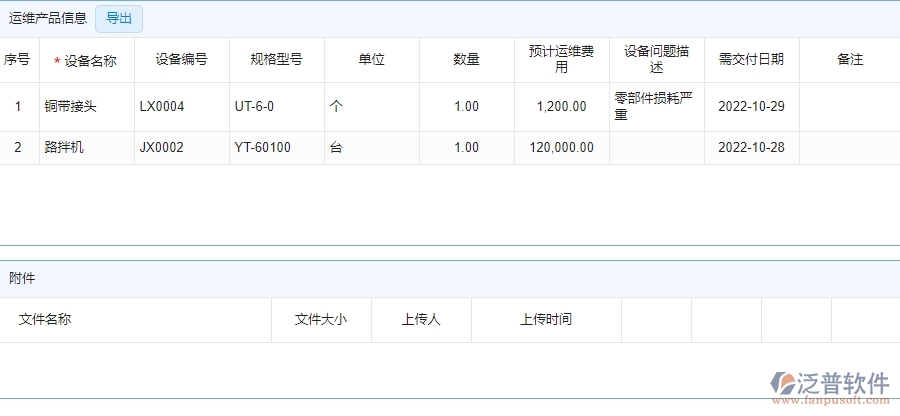 四、 泛普軟件-安防工程系統(tǒng)在售后派工單明細表管理中的應用場景