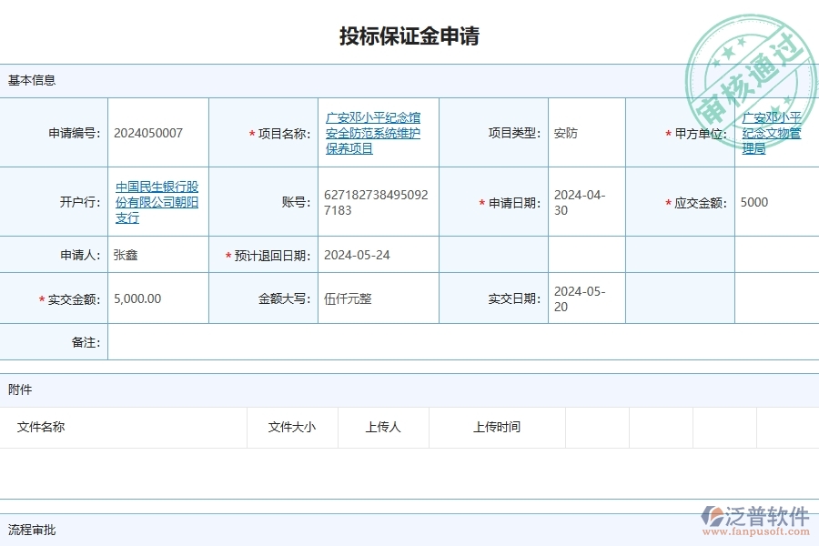 三、泛普軟件-安防工程企業(yè)管理系統中投標保證金的核心功能
