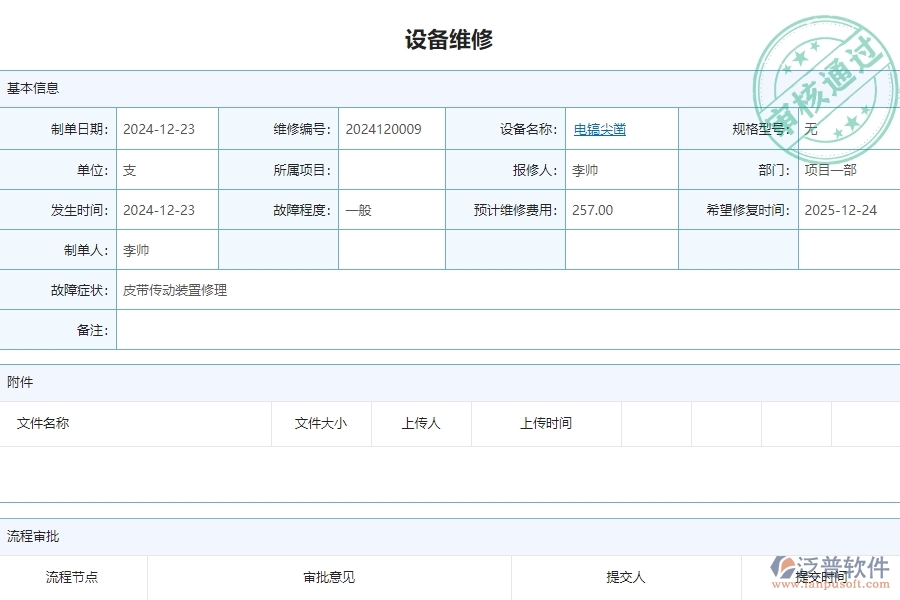 三、泛普軟件-安防工程企業(yè)管理系統(tǒng)中設(shè)備維修主要功能