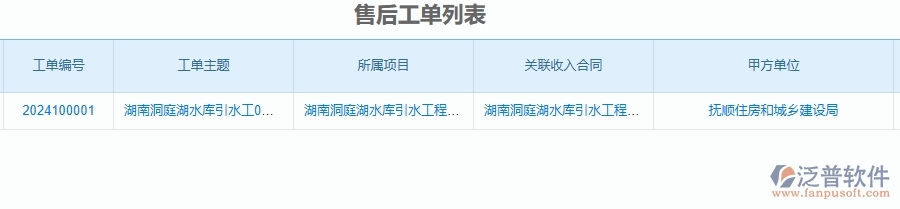 三、泛普軟件-公路工程企業(yè)在售后工單明細表中需要注意哪些問題
