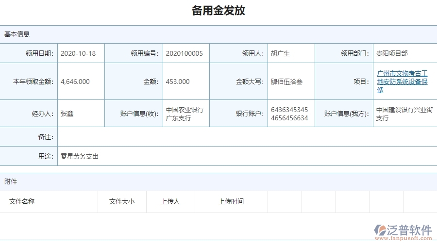 二、泛普軟件-安防工程企業(yè)備用金發(fā)放管理系統(tǒng)的管控點(diǎn)