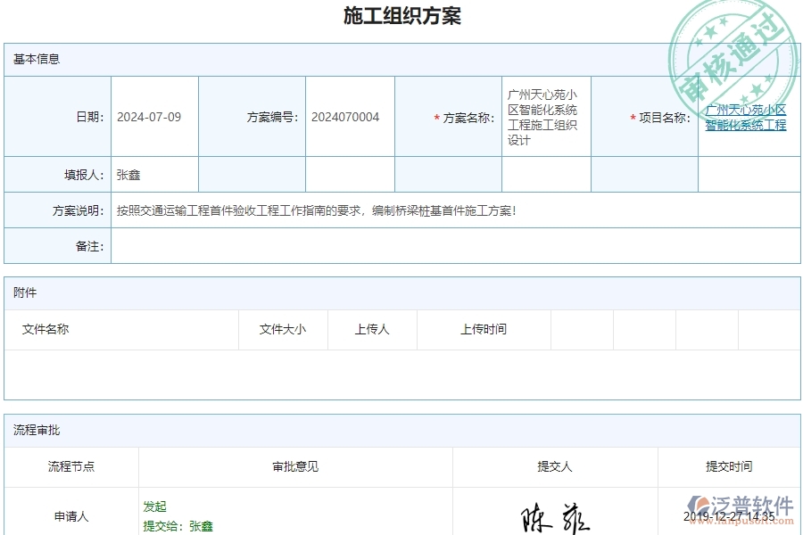 二、泛普軟件-安防工程行業(yè)業(yè)管理系統(tǒng)中施工組織方案查詢(xún)管理的亮點(diǎn)
