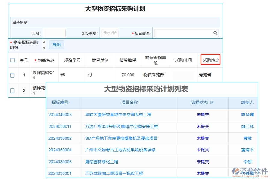 大型物資招標采購計劃列表中【采購時間】字段的作用